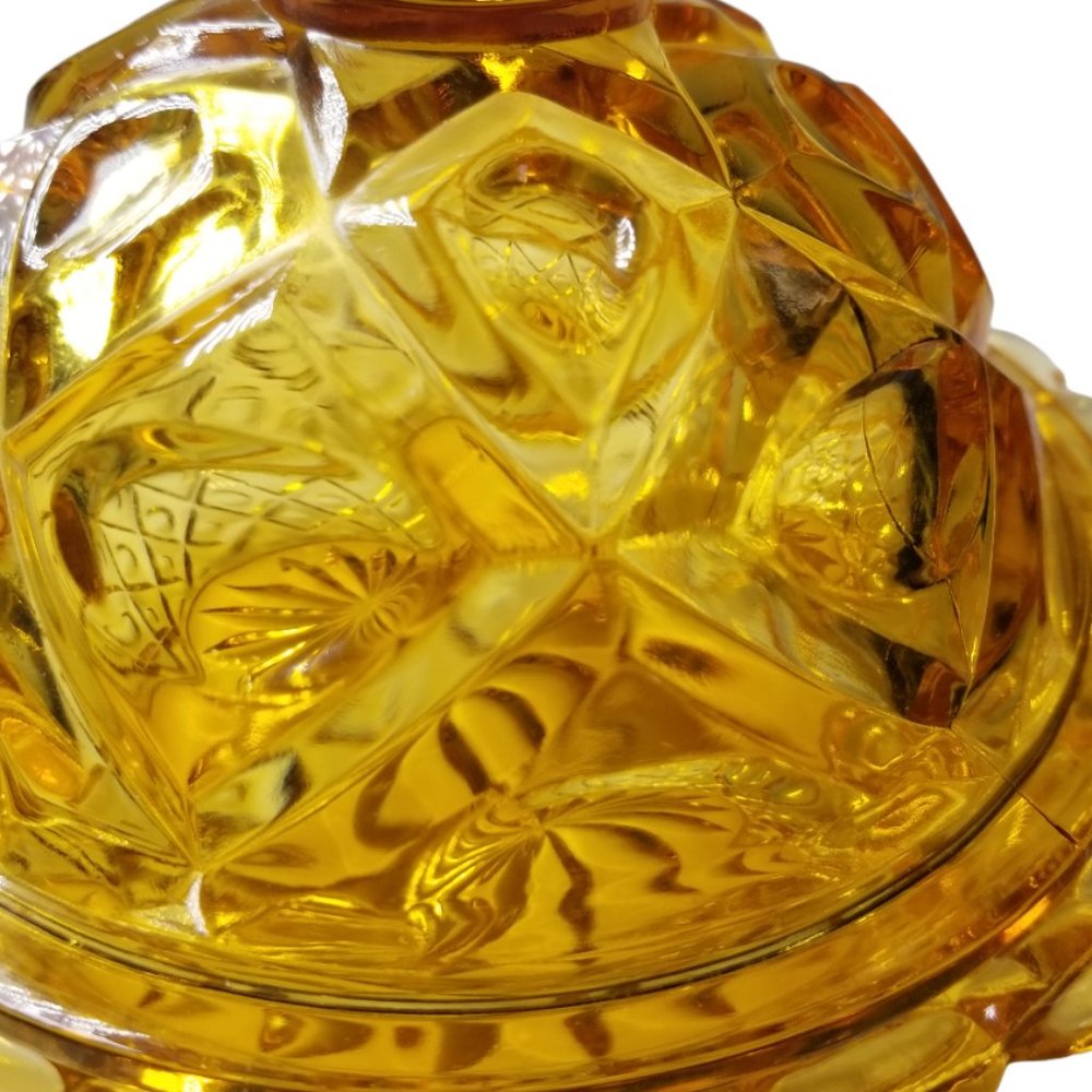 Honey Amber Butter Dish New Martinsburg Viking Glass Thumb Diamond Print - Picture 11 of 11